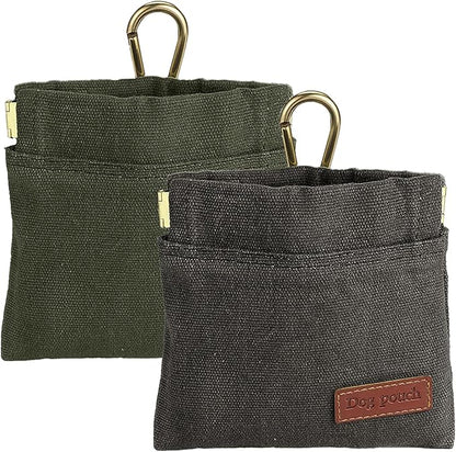 VZZNN 2PC Dog Treat Pouch,Dog Training Treat Reward Bag,Portable Puppy Hand Free Dog Walking Bag,Auto Closing Dog Food Dispenser,Behavior Aids for Puppy Travel or Outdoor(Green+Grey)