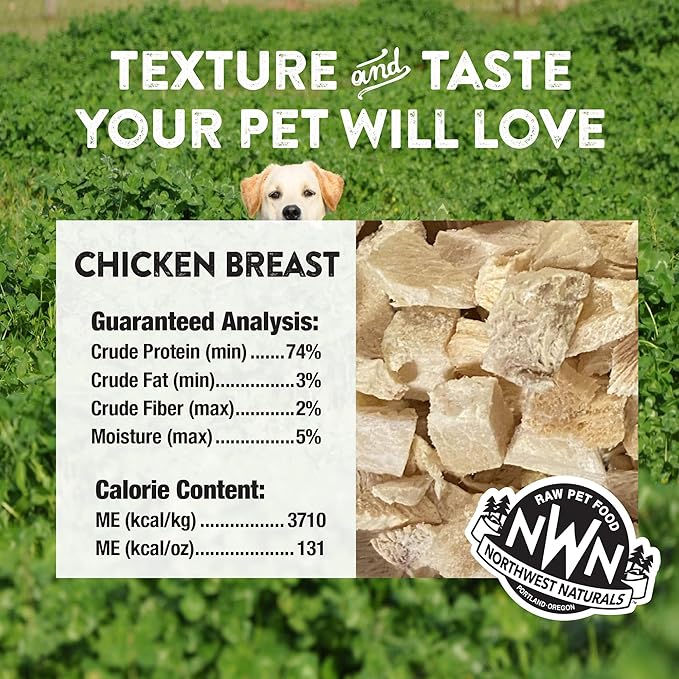 Northwest Naturals Raw Rewards Freeze-Dried Chicken Breast Treats for Dogs and Cats - Bite-Sized Pieces - Healthy, 1 Ingredient, Human Grade Pet Food, Natural - 3 Oz (Pack of 3)