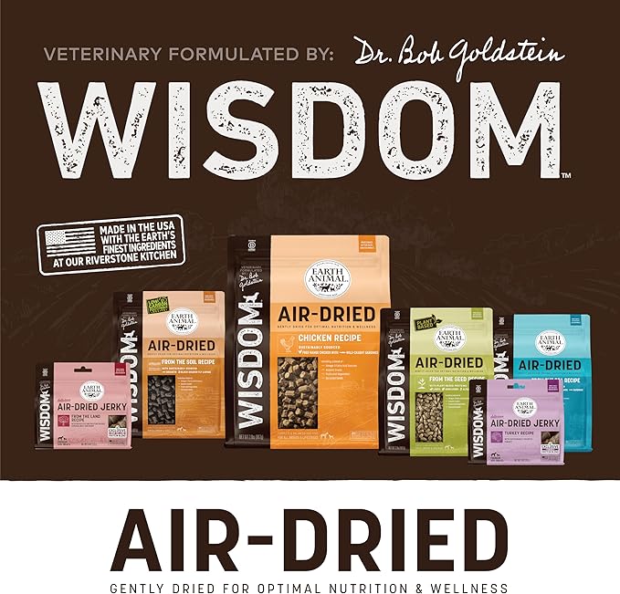 Earth Animal Wisdom Air Dried Jerky - From the Sea Recipe Premium Natural Fish Jerky Strips Dog Treats - 3 Pack 4 oz Bag