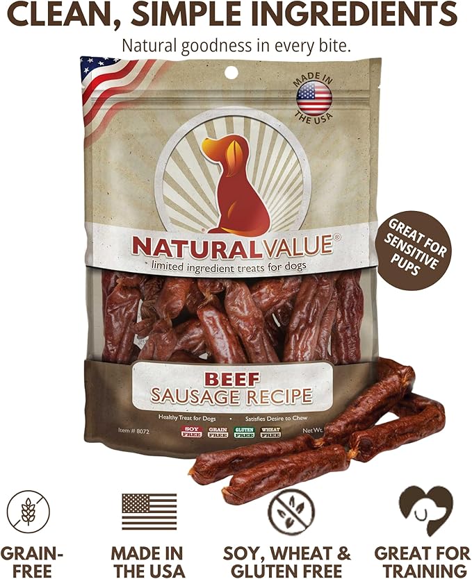 Loving Pets Natural Value Beef Sticks - Soft Jerky Dog Treats for Large & Small Breeds - Healthy Gluten, Wheat, Soy & Grain Free Pet Treats for Dogs