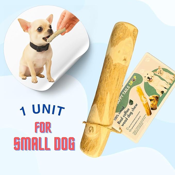 Set of 1 Coffee Wood Dog Chew Stick Toy for Dog, Natural and Real Wooden Bone Sticks for Pets, Safe Dental Cleaning Chews, Pets Health, Teeth Cleaning and Relieve Stress (Small)