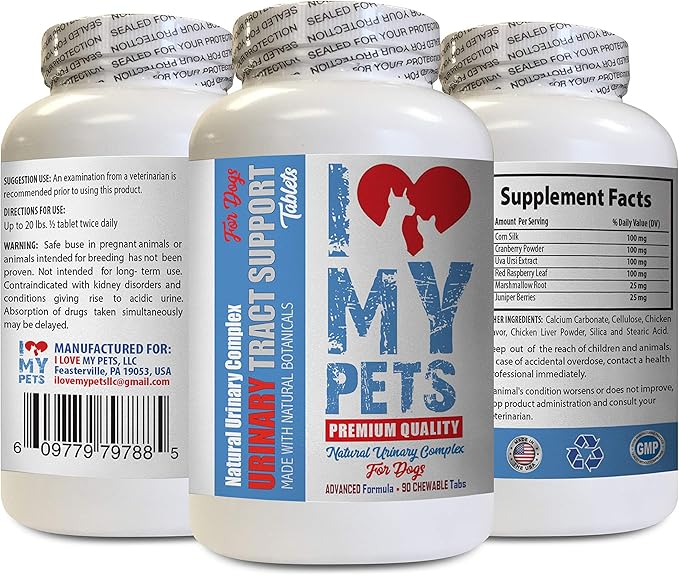 I LOVE MY PETS LLC Dog Urinary Tract Infection - Dog Urinary Tract Support - UTI Relief Complex - Quality - Corn Silk Dogs - 90 Treats (1 Bottle)