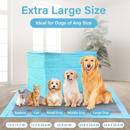 FluffyDream Ultra Charcoal Dog Training Pads with Leak-Proof Quick-Dry Urine Odor Design for Potty Training,23"X23"(40PCS) Improved Quality Pee Pads for Dogs, Super Absorbent Disposable Underpads