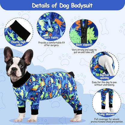 Etdane Dog Surgery Suit Recovery Suit for Dogs Female Spay, Male Neuter Dog Onesie After Surgery Surgical Bodysuits Anti Shedding Suit Dinosaurs/M