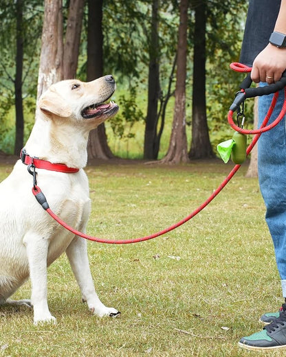 Dynmeow Reflective Dog Collar and Leash Set, 6FT Strong Climbing Rope Leash with Padded Handle, Adjustable Pet Collar with Soft Neoprene Padding for Medium Large Dogs, Red, M