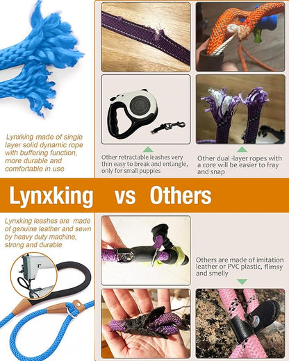 lynxking Slip Lead Dog Leash, 8 FT x 1/2" Heavy Duty Dog Loop Leashes, Comfortable Strong Rope Slip Leash for Dogs
