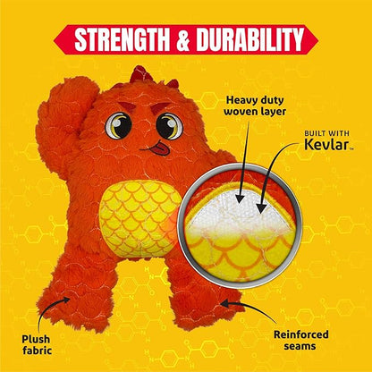 Bite Force Dog Toy - Large Durable & Strong Plush Orange Monster Dog Toy, Kevlar-Reinforced for Aggressive Chewers