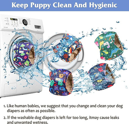5 Pack Dog Diapers Male Reusable, Premium Belly Bands for Dogs, High Absorbing Male Dog Pee Wraps for Doggie in Incontinence or Excitable Urination and Training Cartoon XXL