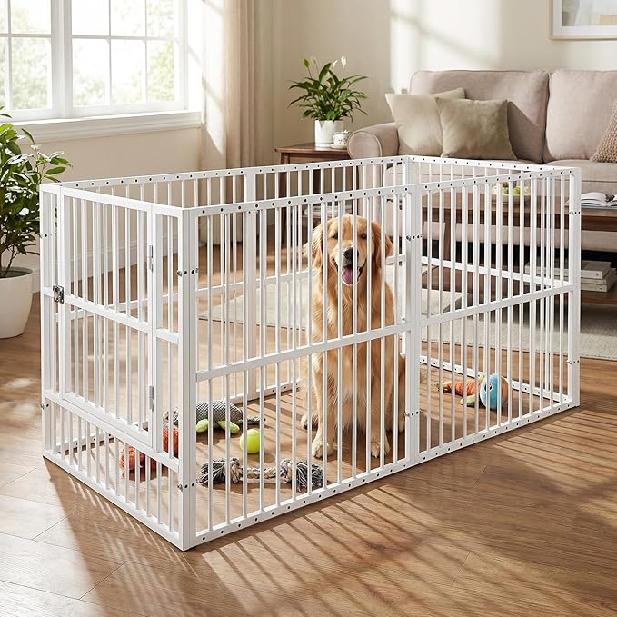 Dog Playpen - 32" Height Dog Pen, Heavy Duty Puppy Pen with Door, Safe & Sturdy, Easy Assemble for Indoor/Outdoor Pet Playpen