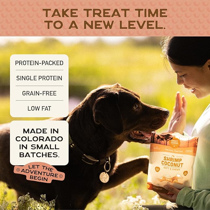 Smart Cookie All Natural Dog Treats - Shrimp & Coconut - Training Treats for Dogs with Allergies, Sensitive Stomachs - Soft Dog Treats, Chewy, Grain Free, Human-Grade, Made in USA - 5oz, Pack of 3
