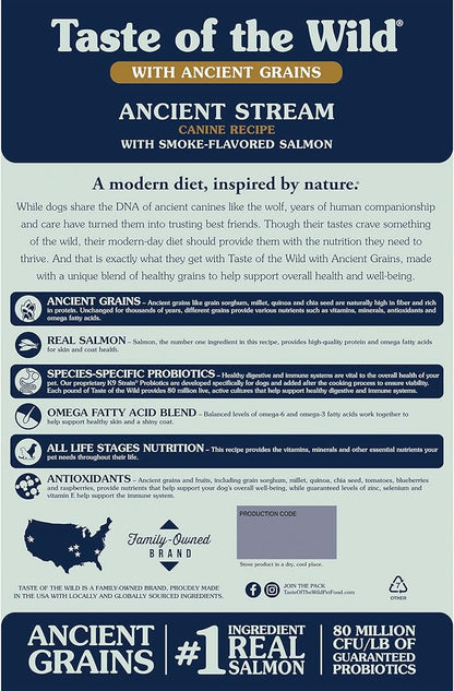 Taste Of The Wild Ancient Stream Canine Recipe With Smoke-Flavored Salmon And Ancient Grains 14lb