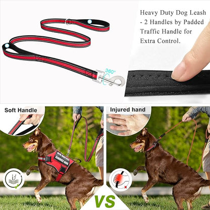 Service Dog Harness and Leash Set, Training Dog Vest with 10 Dog Patches, Emotional Support Therapy Dog Vest Harness for Small Medium Large and Extra Large Dogs(Red, S)