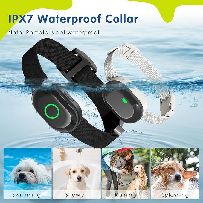 Dog Bark Collar, Dog Training Collar for One Large & One Small Dog Shock Collar, Rechargeable Waterproof Smart Bark Collar with 1300ft Remote, 3 Training Modes(White&Black)