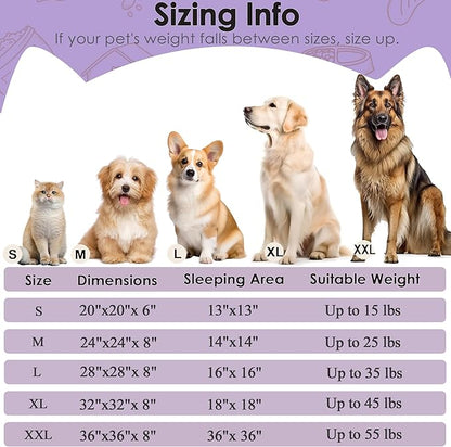 Dogs Bed for Small Dogs, Anti-Anxiety Washable Round Bed (Purple, 24.0" L x 24.0" W x 8.0" Th)
