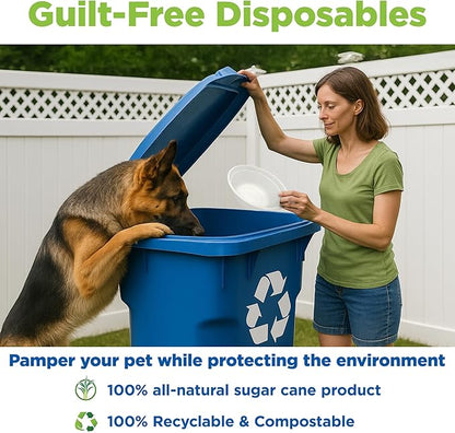 Kinn Kleanbowl Disposable Dog Food Bowls, 16 oz (Pack of 50) - Frame System Refills, Use for Travel, Boarding, or Crate, Compostable Pet Travel Bowl, No Plastic, Leakproof, Portable Dog Dish