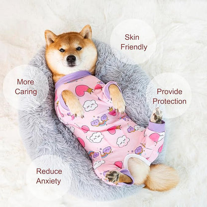 Dog Recovery Suit for Small Medium Large Dogs, Pet Onesie After Surgery Comfort Dog Bodysuit Anti Licking (Medium, Pink Heart)