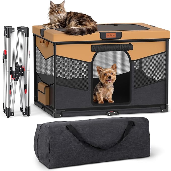 LOOBANI Foldable Dog Playpen for Small Dogs- Indoor/Outdoor Puppy Playpen with Removable Washable Fabric Enclosure, Sturdy Steel Frame & 690D Oxford Cloth,Portable Crate for Puppies & Cats,32"x24"x22"