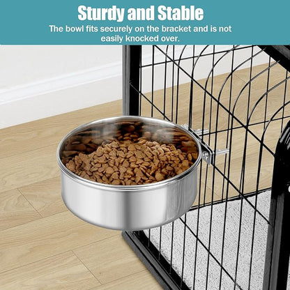 Dog Bowl Stainless Steel Dog Bowls Pet Hanging Food Water Bowl Cage Feeding Cup Feeder for Dogs Cats Rabbits Birds Small Animal (X-Large (2pcs)