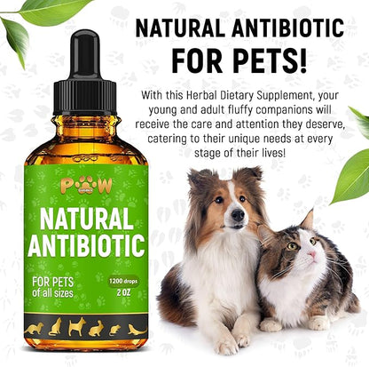 Dog Antibiotics for Infection, Coughs, UTIs, Allergies, Itching | Natural Antibiotics for Cats to Support Skin, Coat, & Digestion | for All Breeds & Ages | 2 oz