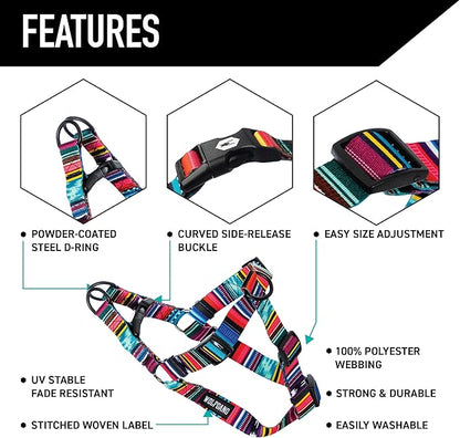 Wolfgang Heavy Duty Adjustable Dog Harness, Pull-Tested to Over 800 lbs for Walking & Training, Quetzal Print, Small
