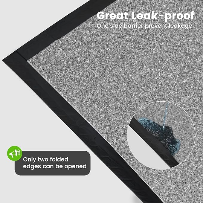 Charcoal Puppy Pads 27.6x33.5 Inches Extra Large Dog Pee Pads Odor-Control & Leak-Proof Disposable Pet Training Black New Edge-Wrapping Thicken Potty Pad for Dogs, Cats, Rabbits (30 Pieces)