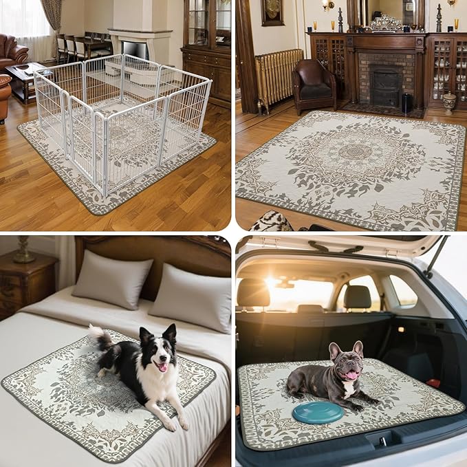 FXW Washable Pee Pads for Dogs, Puppy Pads with Super Absorbent, Specifically Designed for FXW Rollick/Homeplus 32 inch 6 Panels Dog Pen, 43" x 71" Rectangle, Boho, 1 Pack