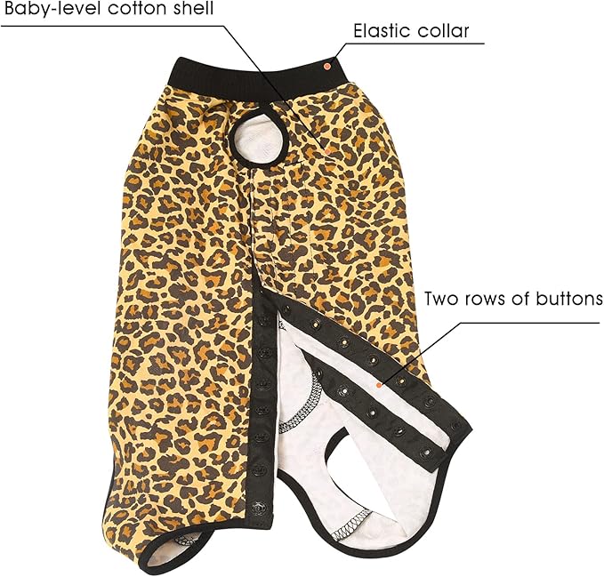 Jiupety Dog Surgical Recovery Suit Adjustable, Not Fit Slim and Long Body, Dogs Suit for Surgery Recovery, XL Size, Anti-Licking Surgical Dog Onesies, Leopard