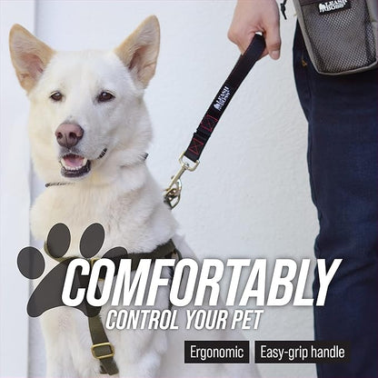 Leash Boss Traffic Handler - Short Dog Leash with Traffic Handle for Large Dogs - Great for Double Dog Couplers, Service Dogs, and Training (12 in, Red)