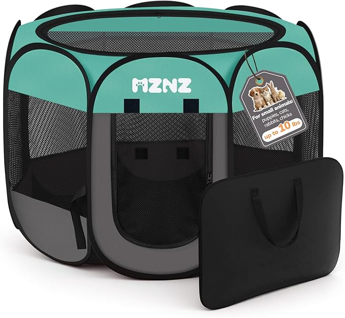 Dog Cat Playpen, Portable Puppy Pet Crate Indoor for Small Dogs Cats Rabbits, Foldable Dog Cage Enclosure for Outdoor, Pop Up Dogs Tent Kennel with Carrying Case, Blue