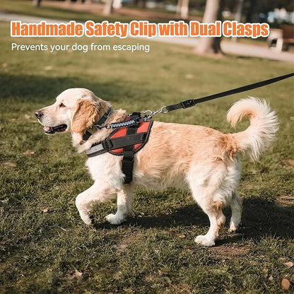 Dog Collar Safety Clip, Collar Companion, Handmade Backup Safety Strap, Double-Ended Clip Leash Connector, Suitable for Dog Harnesses, Prong, Pinch Collars (Black,Silver Gray, 1 Pack)
