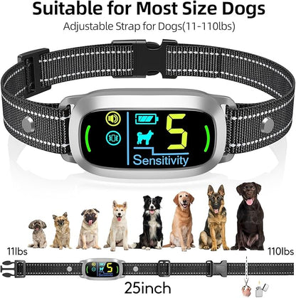 FAFAFROG Dog Bark Collar for Large Medium Small Dogs, Rechargeable Smart Bark Collar, Anti Barking Training Collar with 5 Adjustable Sensitivity Beep Vibration (Silver)