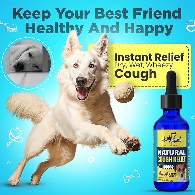 Handy Hound Dog Cough Supplement - Manuka Honey, Natural Herbal Formula for Throat Soothing & Mucus Support - Made in USA (4 Oz)