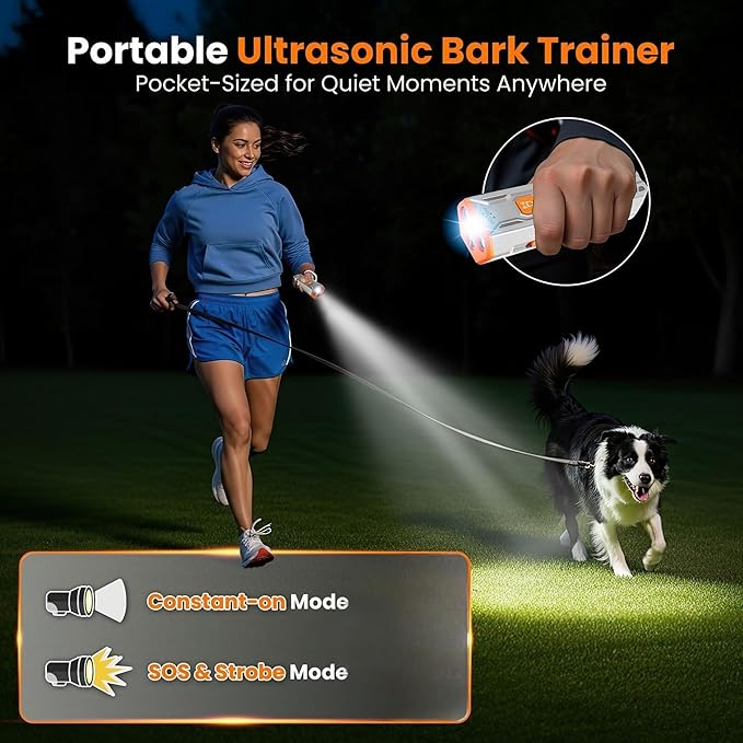 Dog Bark Deterrent Device with Dog Training Clicker – Ultrasonic Anti Barking Device for Dogs, Portable Dog Bark Stopper for Training & Behavior Control, Safe for Own or Neighbor’s Dog