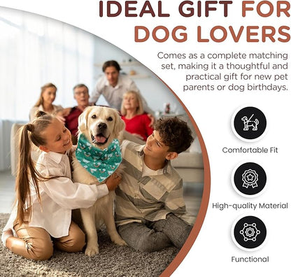 No Pull Harness and Leash Set - 6-in-1 Adjustable Vest Harness and Collars for Medium and Large Dogs. (Tile Unicorn, Extra Small)