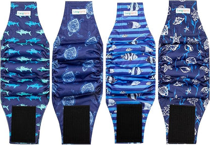 Male Dogs Diapers Belly Bands(4Pack), Washable Reusable Male Boy Doggy Wraps Panties for Doggie Puppy Pooping Potty Training Incontinence Marking Pañal para Perro XSmall