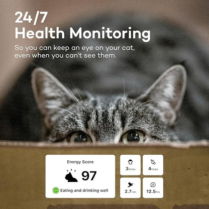Health Tracker for Cats - Smart Cat Collar with Safety Breakaway Buckle for Indoor Cats, Wellness Alerts, Real-time Monitoring (White×Sakura,XL)