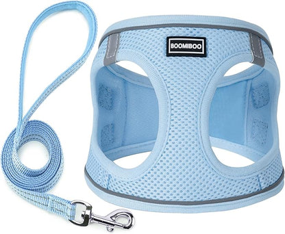 Dog Harness with Leash Set, No Pull Adjustable Reflective Step-in Puppy Pet Vest Harnesses for Small Medium Large Dogs and Cats,Sky Blue XS
