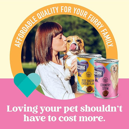 A Strong Heart Wet Dog Food Variety Pack, Beef Bacon & Cheese Dinner & Country Stew, Made with Real Beef, Made in The USA, 13.2 oz Can (Pack of 12)