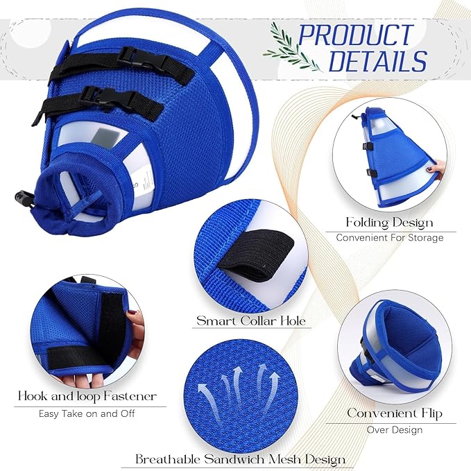 Dora Bridal Dog Cone Collar for Extra Large Dogs After Surgery, Soft Comfy Recovery Pet Cone Alternative, Adjustable Elizabethan Collar for Dogs to Stop Licking, Blue,XL