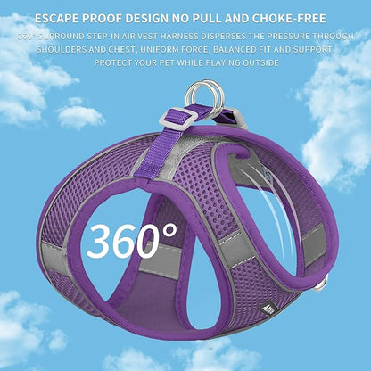AIITLE No Pull Dog Harness and Leash Set, Step in Adjustable Dog Harness with Padded Vest for All Weather, Dog Leash with Soft Padded Handle, Easy to Put on Small and Medium Dogs Pure Purple S