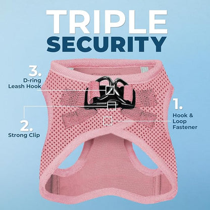 Best Pet Supplies Voyager Step-in Air Harness - All Weather Mesh, Reflective, No Pull Harness for Dogs, Cats - Secure with Hook & Loop Fastener, Buckle, Double D-Rings - Pink, XXXS