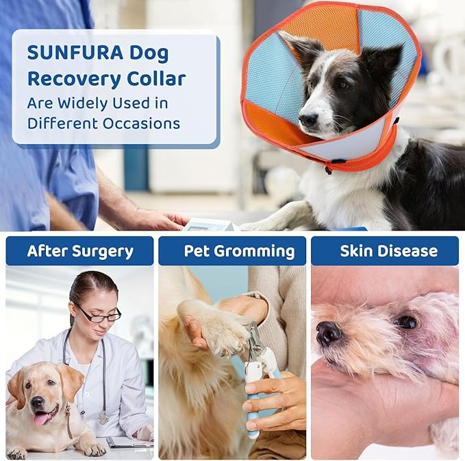 Cone for Dogs, Soft Dog Cone for Medium Large Dogs, Dog Cones Collar After Surgery to Stop Licking, Adjustable Pet Cones Alternative with Double-Layer Design, Orange L