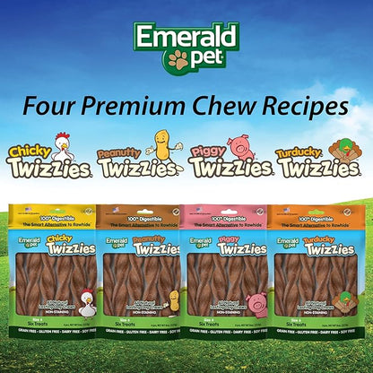 Emerald Pet - Dog Chews, Chew Treats, Rawhide Free, All-Natural Chew Sticks, Lasting Dog Treat, 100% Digestible, Grain-Free, Gluten-Free (Twizzies, Size 6), Pink, 00213