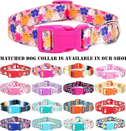 Moonpet Step in Dog Harness Leash Set- All Weather Reflective No-Pull Floral Pattern Padded Mesh Vest Harness for Cats Puppy Extra-Small Small Medium Large Dogs - Romantic Sakura - L