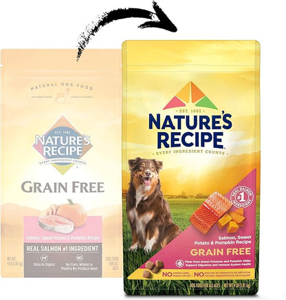 Natureâ€²s Recipe Grain Free Salmon, Sweet Potato & Pumpkin Recipe Dry Dog Food, 4 lb. Bag (Pack of 2)