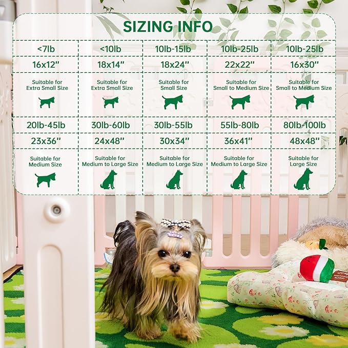 Qeils Reusable Puppy Pads for Small Dogs, Washable Pee Pads with Non-Slip , Absorbent Leakproof Mat for Crates, Playpens, Pet Beds & Whelping, Indoor Potty Training Grass Green, 23"x36", 2 Pack