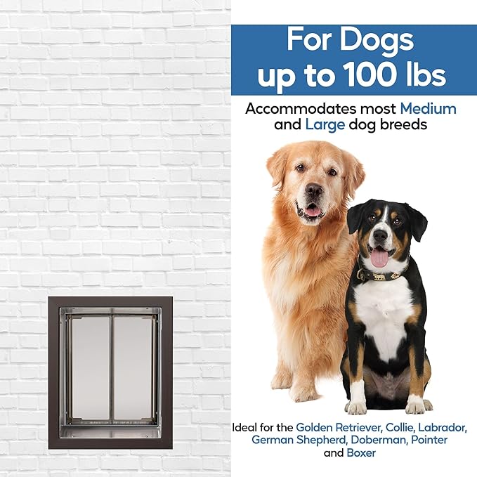 Plexidor Wall Mount Pet Doors for Cats and Dogs - Energy Efficient Pet Freedom - Bronze
