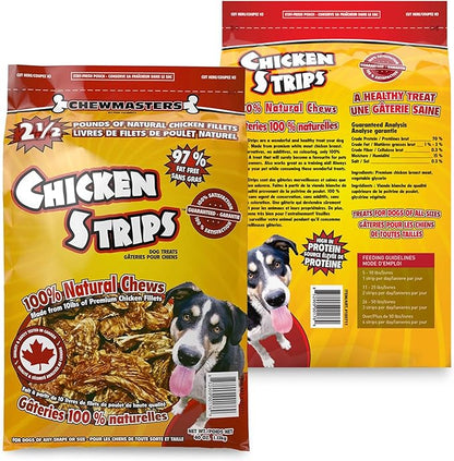 Chewmasters Chicken Strips Dog Treats - Made from Premium White Meat Chicken - All Natural - No Artificial Additives - Protein Rich Dog Snacks - Healthy Training Treats for All Breeds & Life Stages