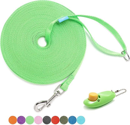 BAAPET 15/20/30/50/100 ft Long Dog Training Leash with Clickers for Small, Medium and Large Dogs or Cats (30 Feet, Springgreen)
