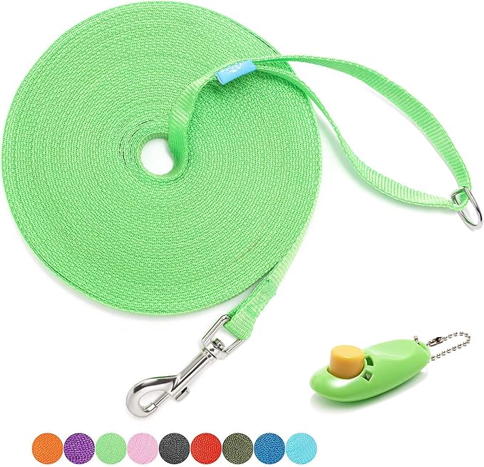 BAAPET 15/20/30/50/100 ft Long Dog Training Leash with Clickers for Small, Medium and Large Dogs or Cats (20 Feet, Springgreen)